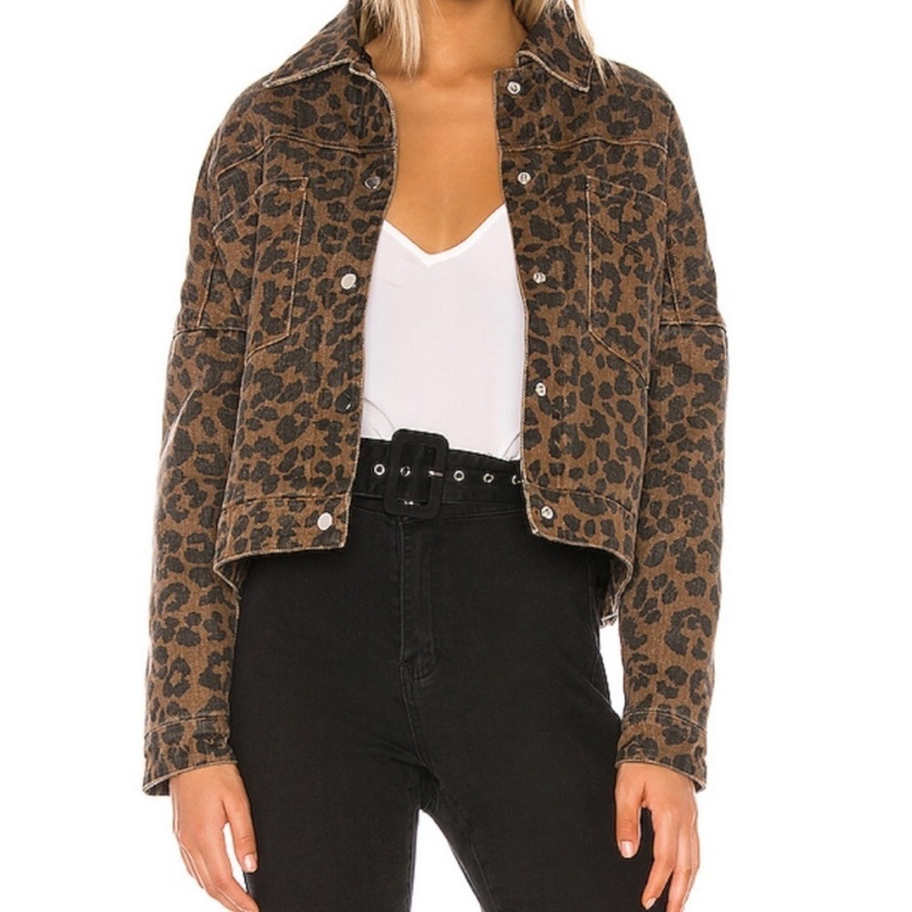 Superdown | Leopard Print Sherpa Jean Jacket Size Small